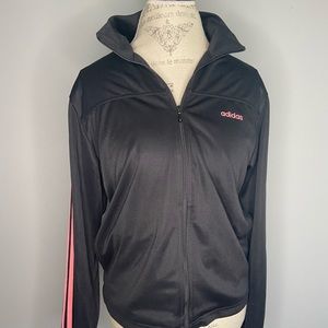 Adidas M Black Pink Stripes Zipper Lightweight Jacket Athletic Sport
